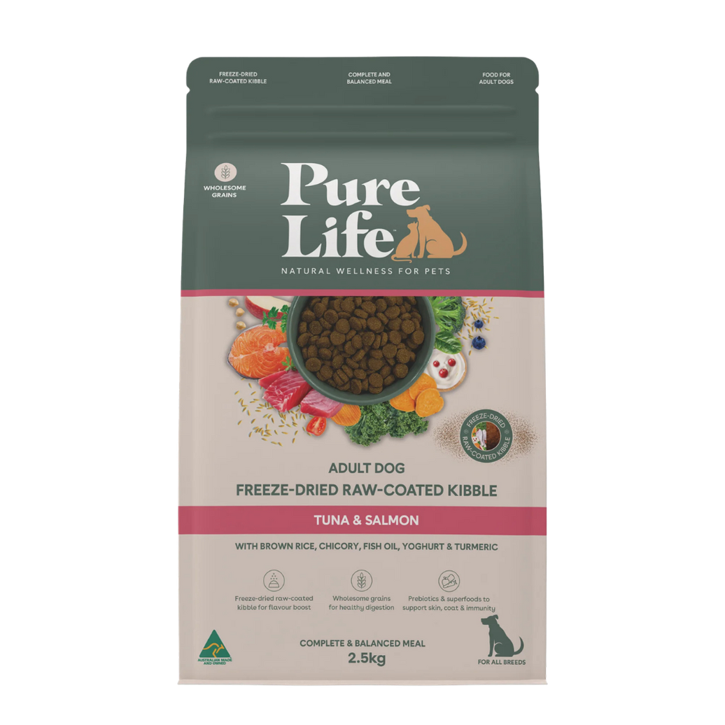 Pure Life – Adult Dog – Freeze-Dried Raw Coated Kibble – Tuna & Salmon
