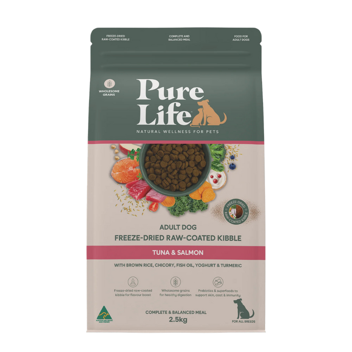 Pure Life – Adult Dog – Freeze-Dried Raw Coated Kibble – Tuna & Salmon