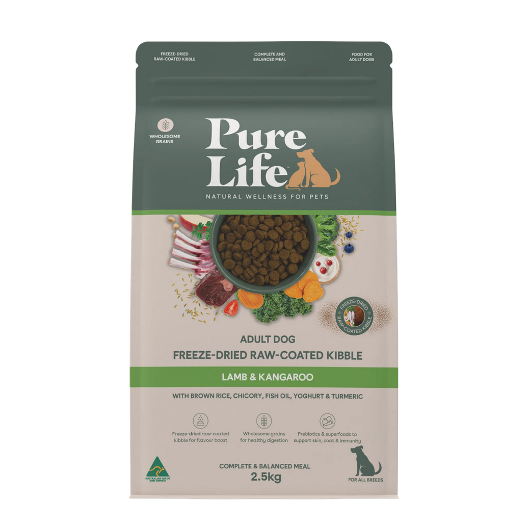 Pure Life – Adult Dog – Freeze-Dried Raw Coated Kibble – Lamb & Kangaroo