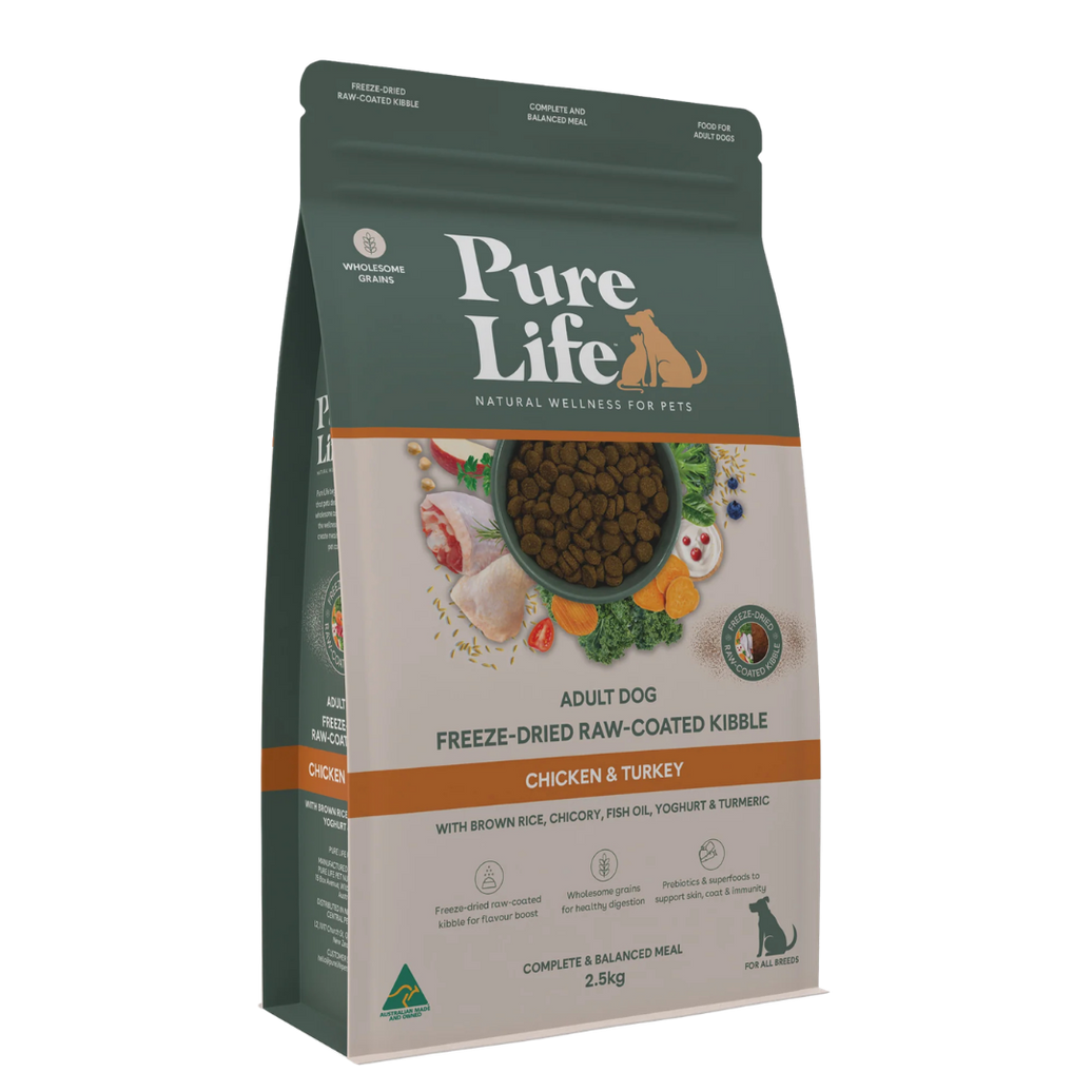 Pure Life – Adult Dog – Freeze-Dried Raw Coated Kibble – Chicken & Turkey