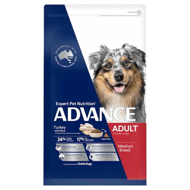 Advance Adult Dry Dog Food for Medium Breed Turkey Flavour