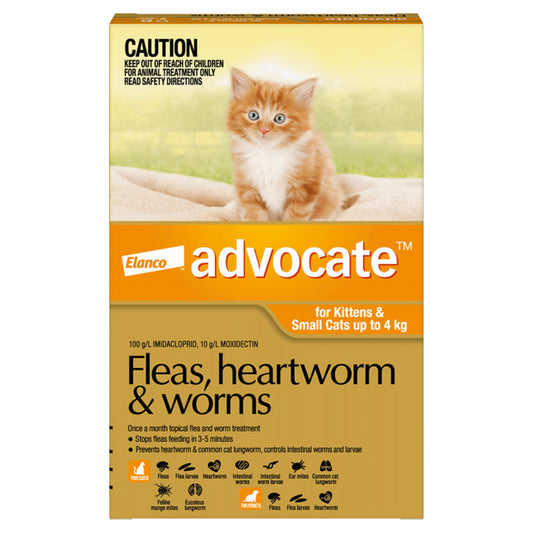 Advocate – Kittens/Cats – Fleas, Heartworm & Worms – 3 Tubes