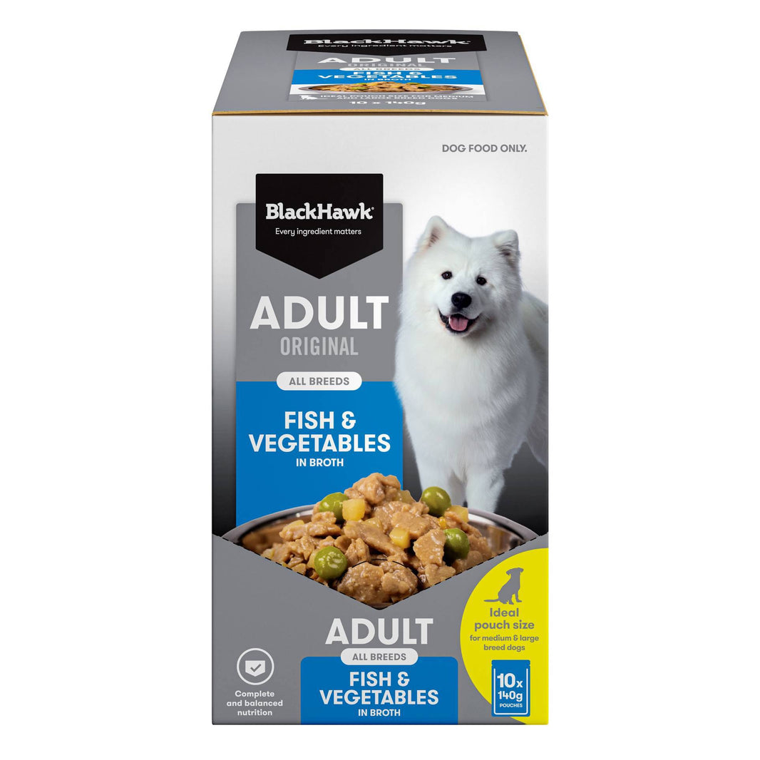 Black Hawk – Wet Food Pouches – Adult Dog – Fish & Vegetables