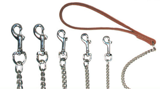 Beau Pets – Chain Lead with Leather Handle – Cognac