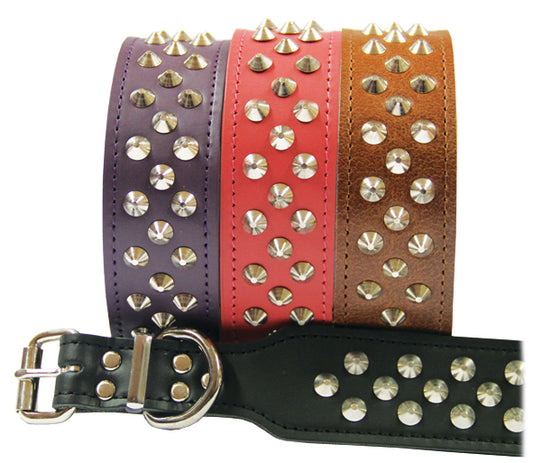 Beau Pets – Studded Leather Collar – Staffordshire Bull Terrier – Cognac