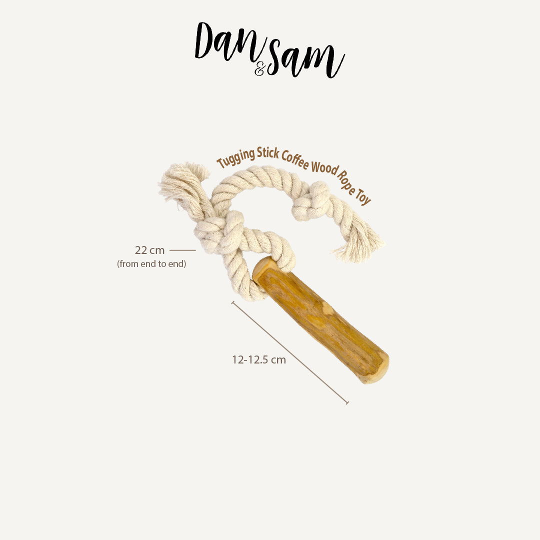 Dan & Sam – Tugging Stick – Coffee Wood Rope Toy