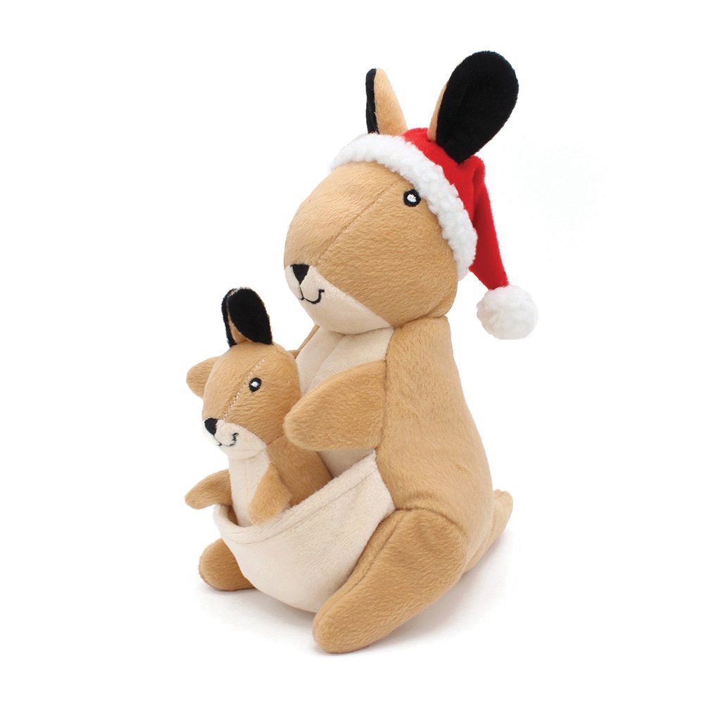 Festive Soft Plush Dog Toy - Kangaroo Pouch