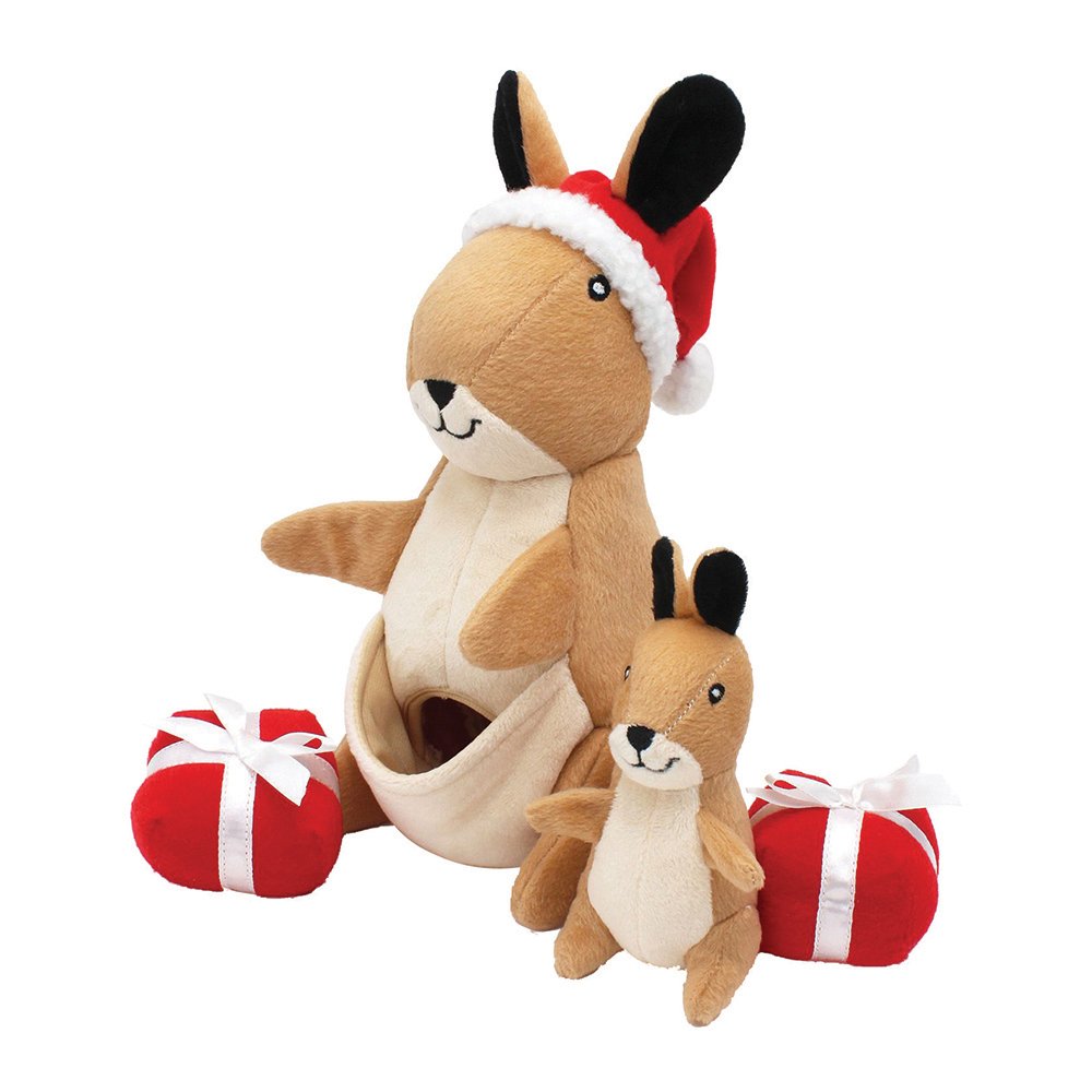 Festive Soft Plush Dog Toy - Kangaroo Pouch