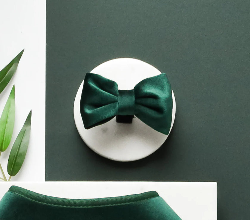 LUXE Dog Bow Tie – Forest Green Velvet
