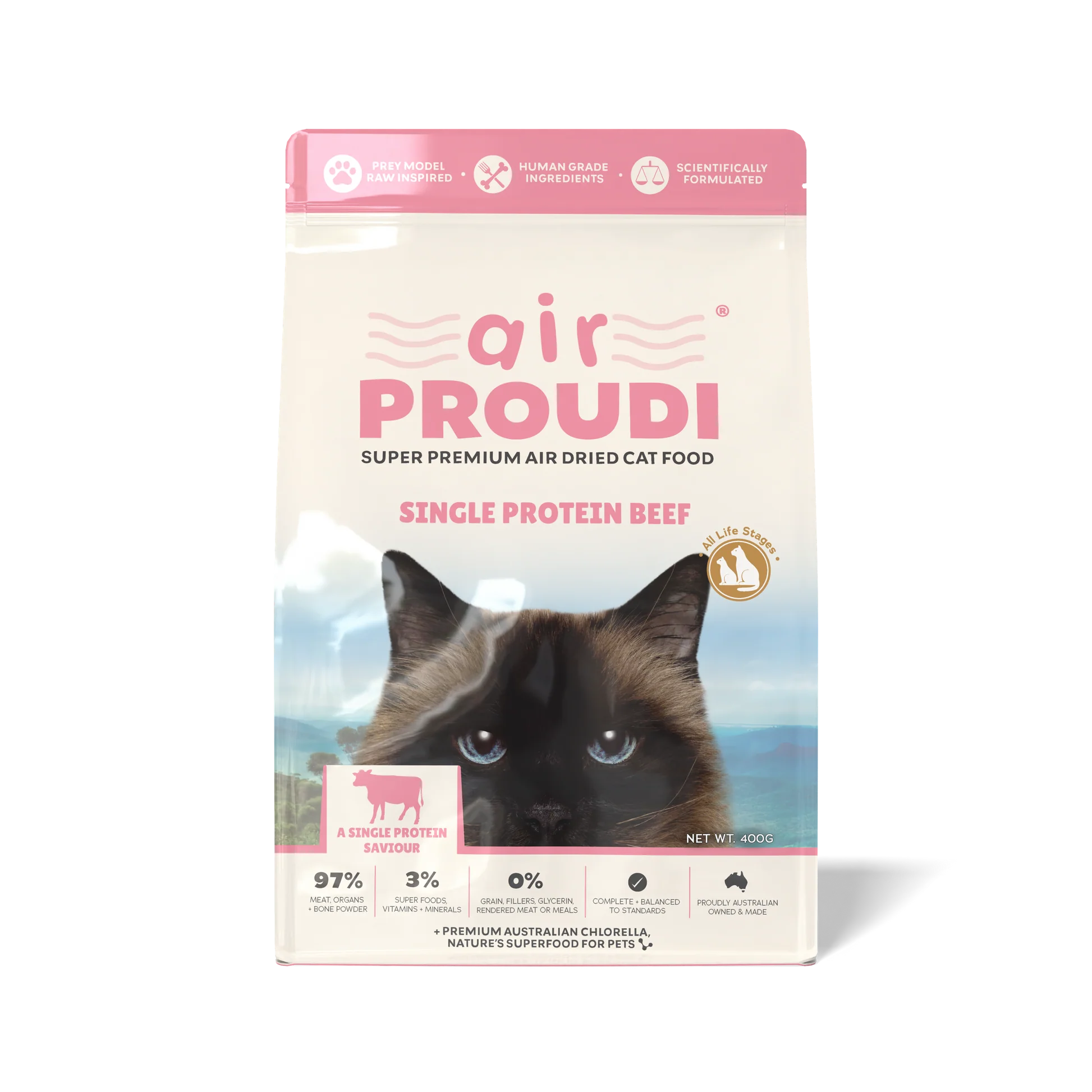Proudi - Air Dried Cat Food Single Protein Beef Super Premium High-Protein Diet