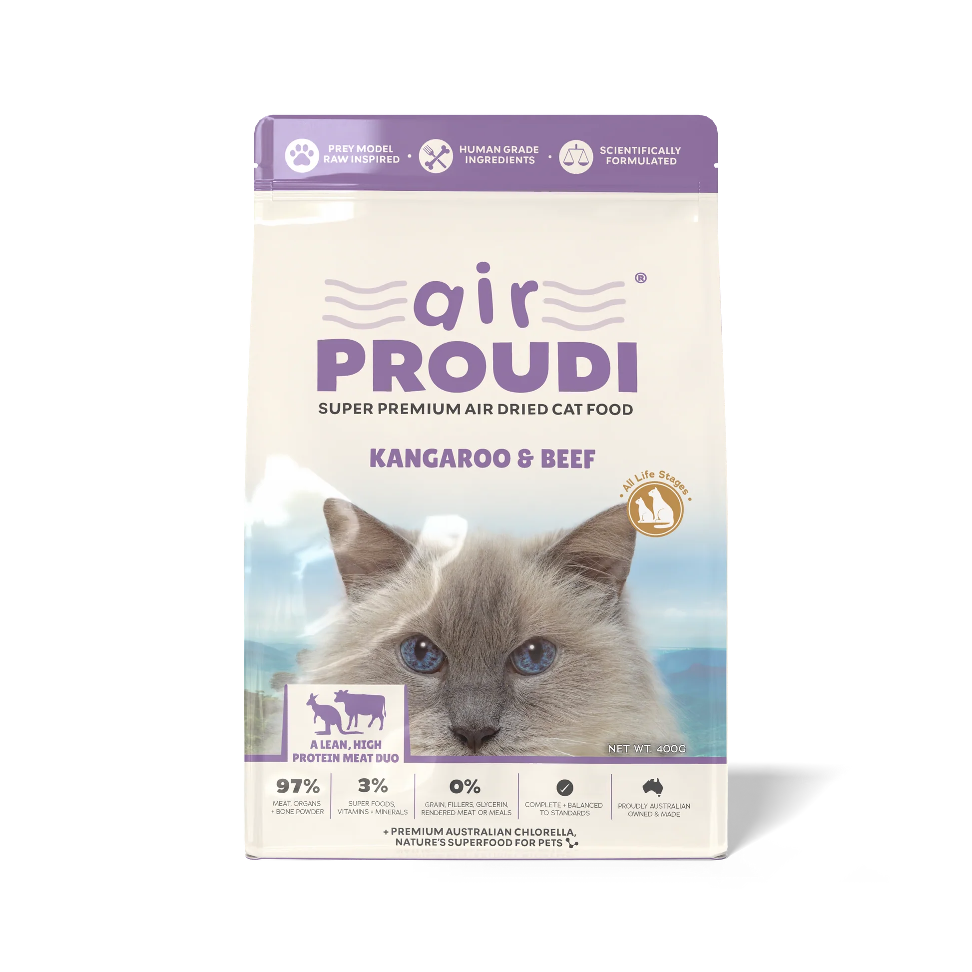 Proudi - Air Dried Cat Food Kangaroo & Beef Super Premium High Protein Diet