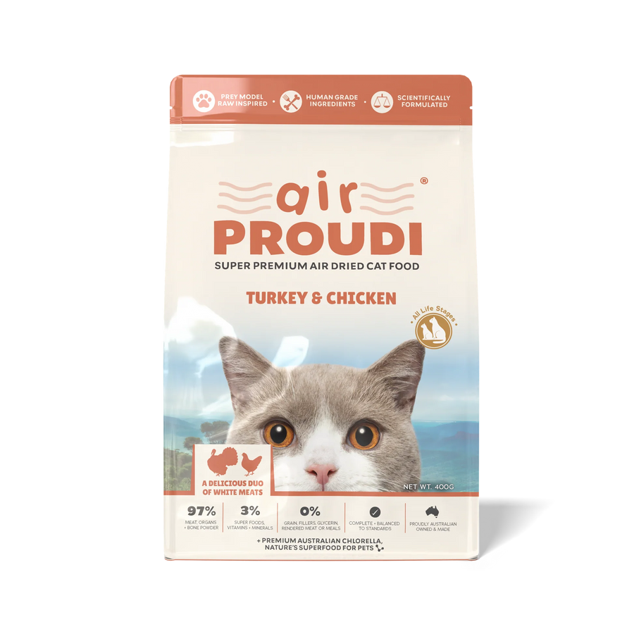 Proudi - Air Dried Cat Food Turkey & Chicken Super Premium High Protein Diet