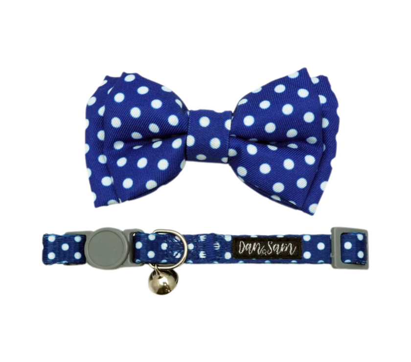 Dan & Sam – Cat Collar & Bowtie – Navy Dream