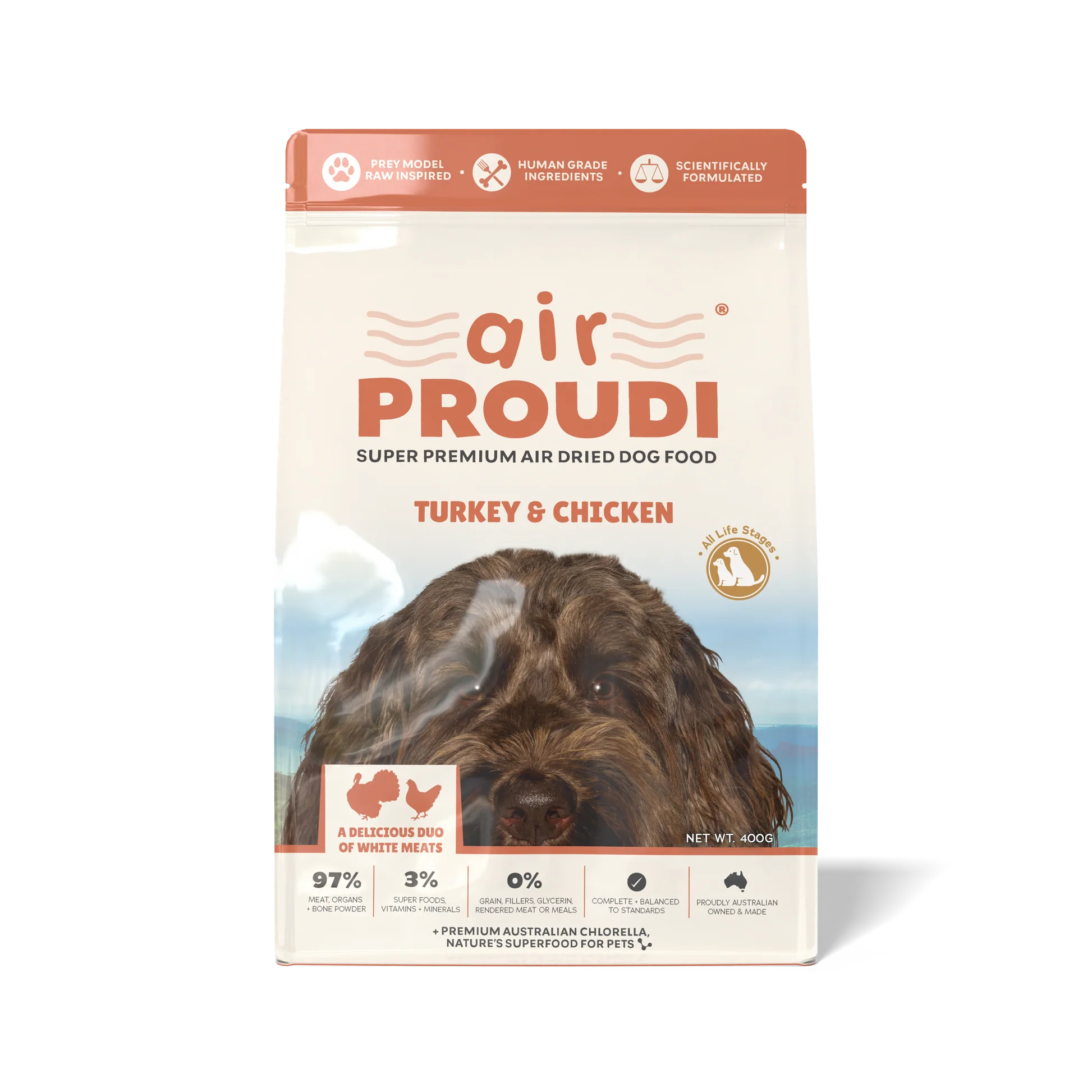 Proudi - Air Dried Dog Food Turkey & Chicken Super Premium Complete Meal