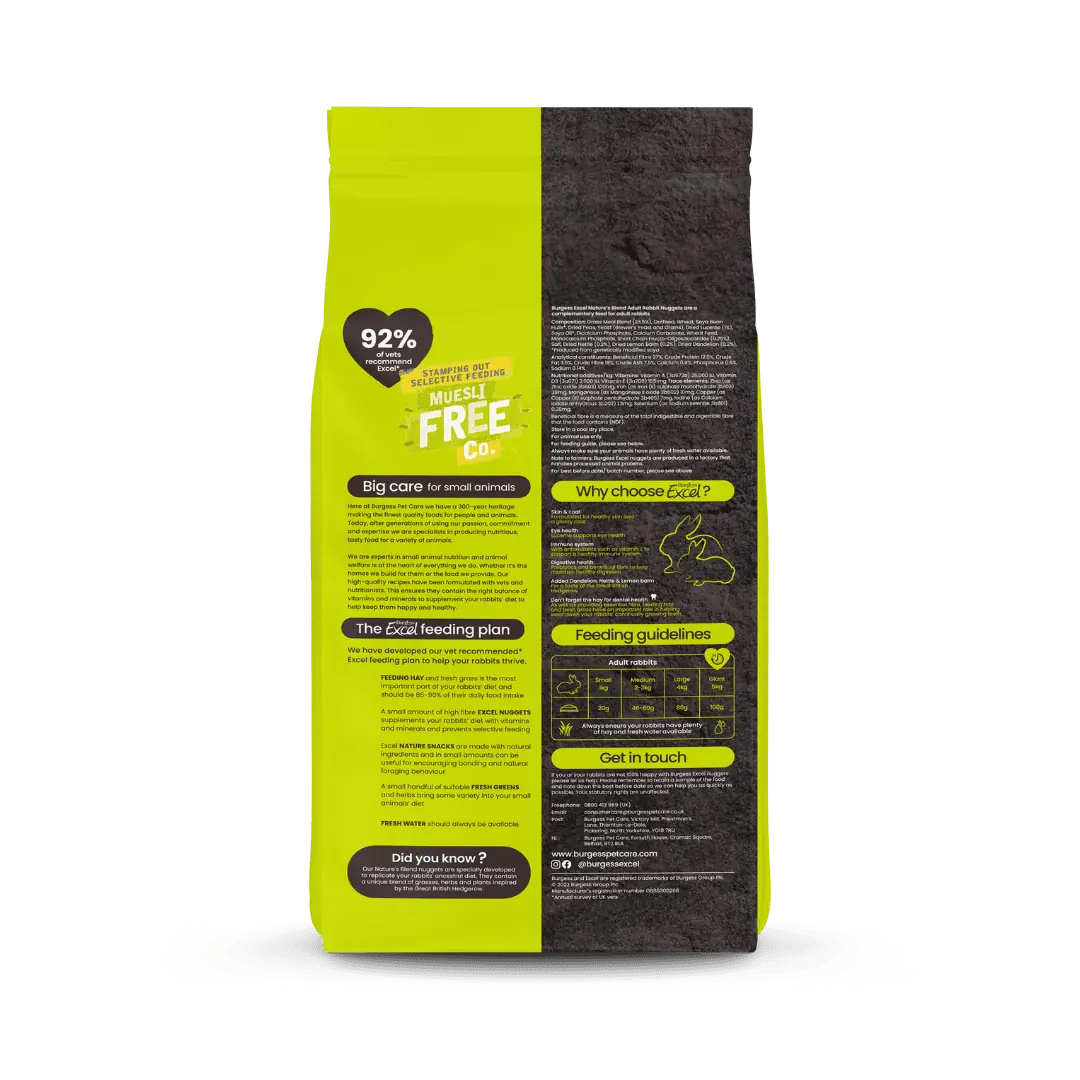 Burgess Excel – Nature's Blend Adult Rabbit Nuggets with Hedgerow Herbs