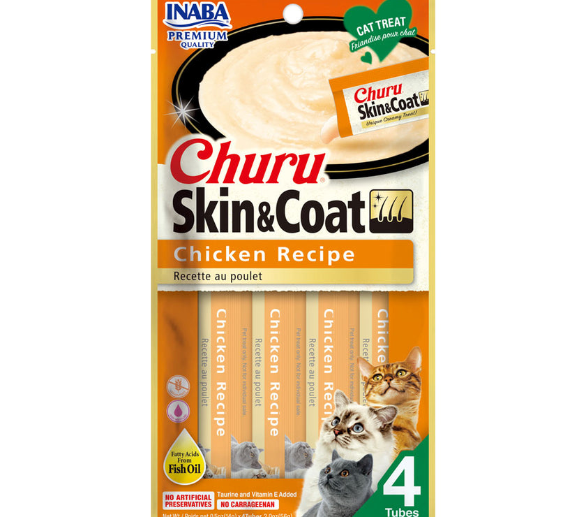 Inaba – Cat Churu – Skin and Coat - Carton of 6 (6x56g)