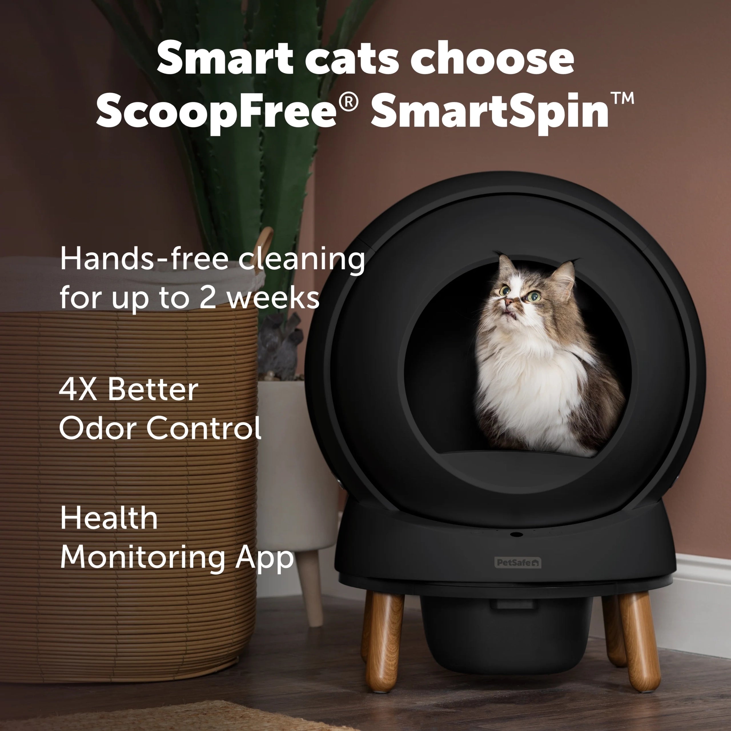 PetSafe ScoopFree SmartSpin Self-Cleaning Litter Box – Automatic Cat Litter System with App Tracking