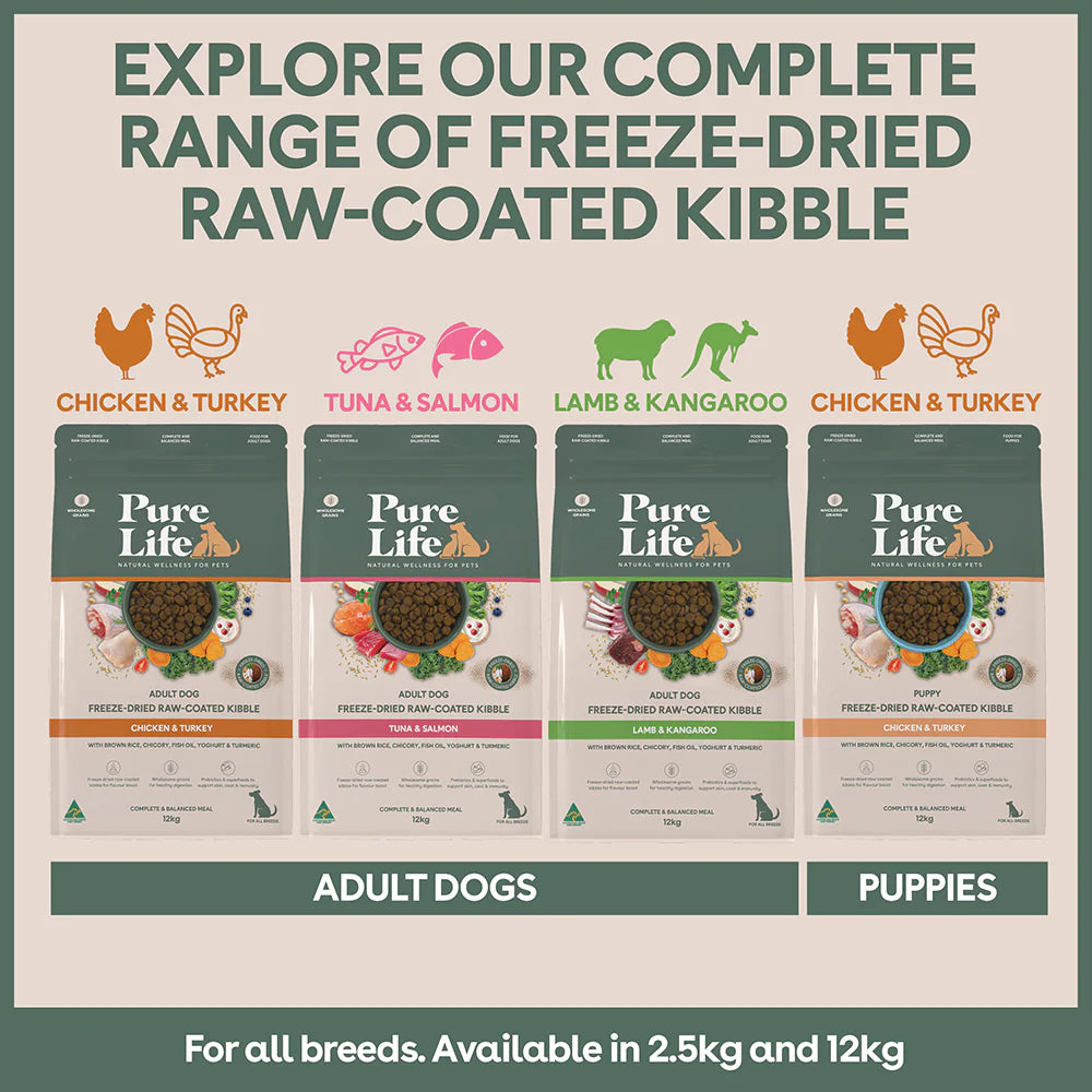 Pure Life – Adult Dog – Freeze-Dried Raw Coated Kibble – Chicken & Turkey
