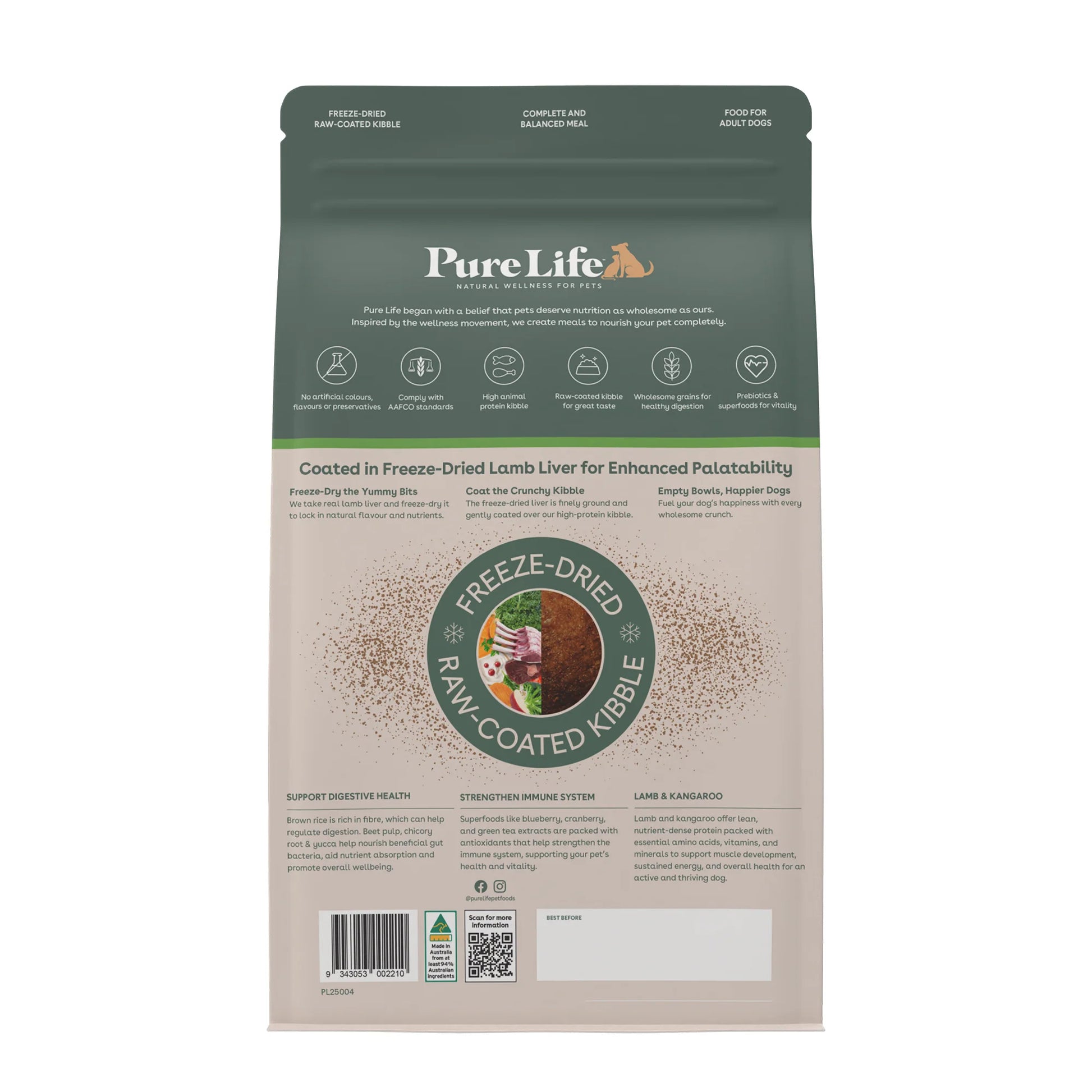 Pure Life – Adult Dog – Freeze-Dried Raw Coated Kibble – Lamb & Kangaroo - image 3
