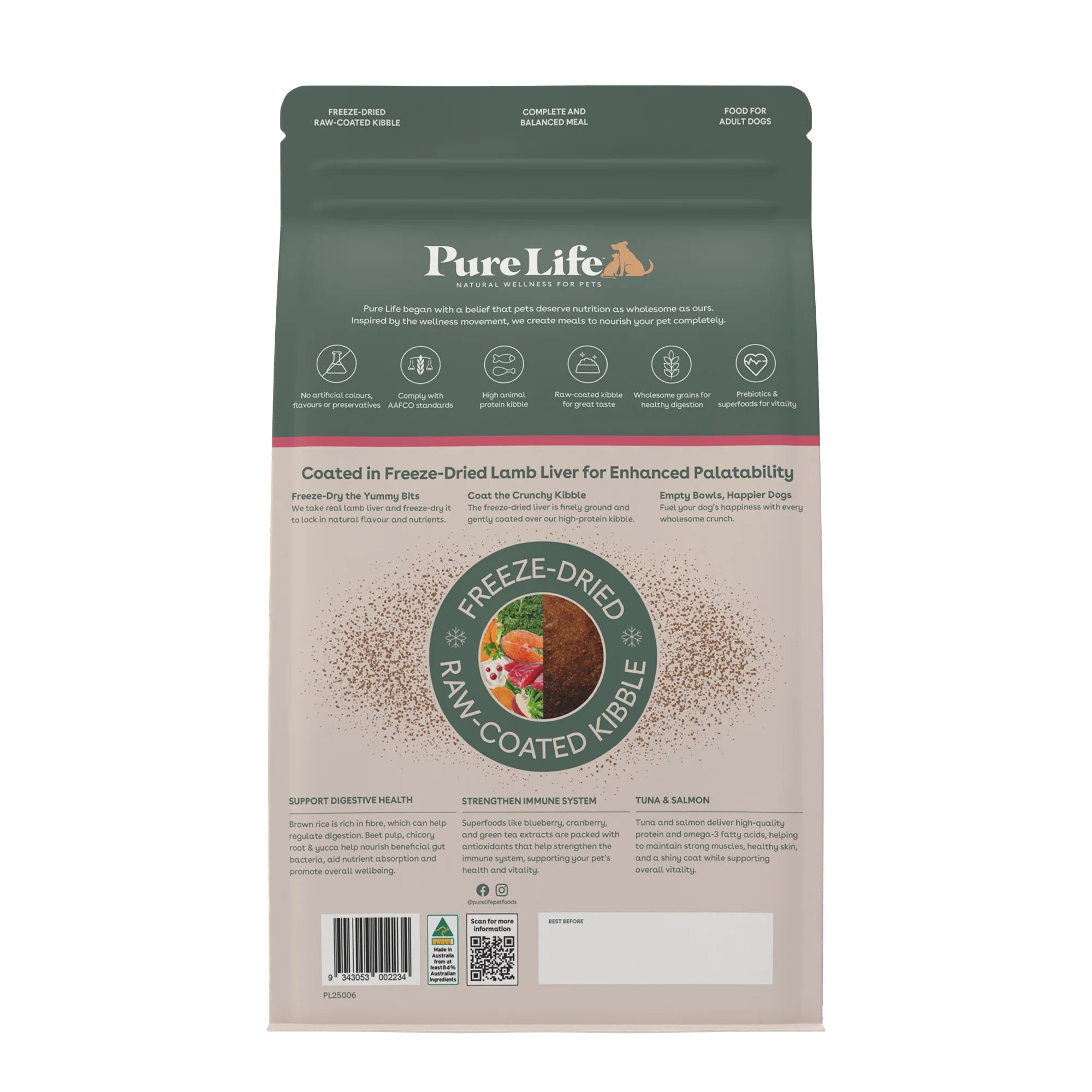 Pure Life – Adult Dog – Freeze-Dried Raw Coated Kibble – Tuna & Salmon
