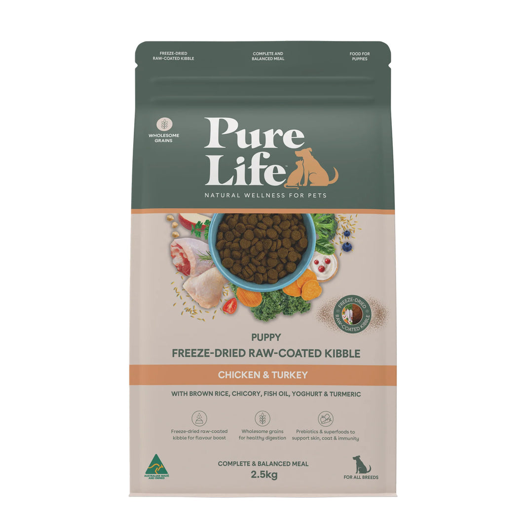 Pure Life – Puppy – Freeze-Dried Raw Coated Kibble – Chicken & Turkey