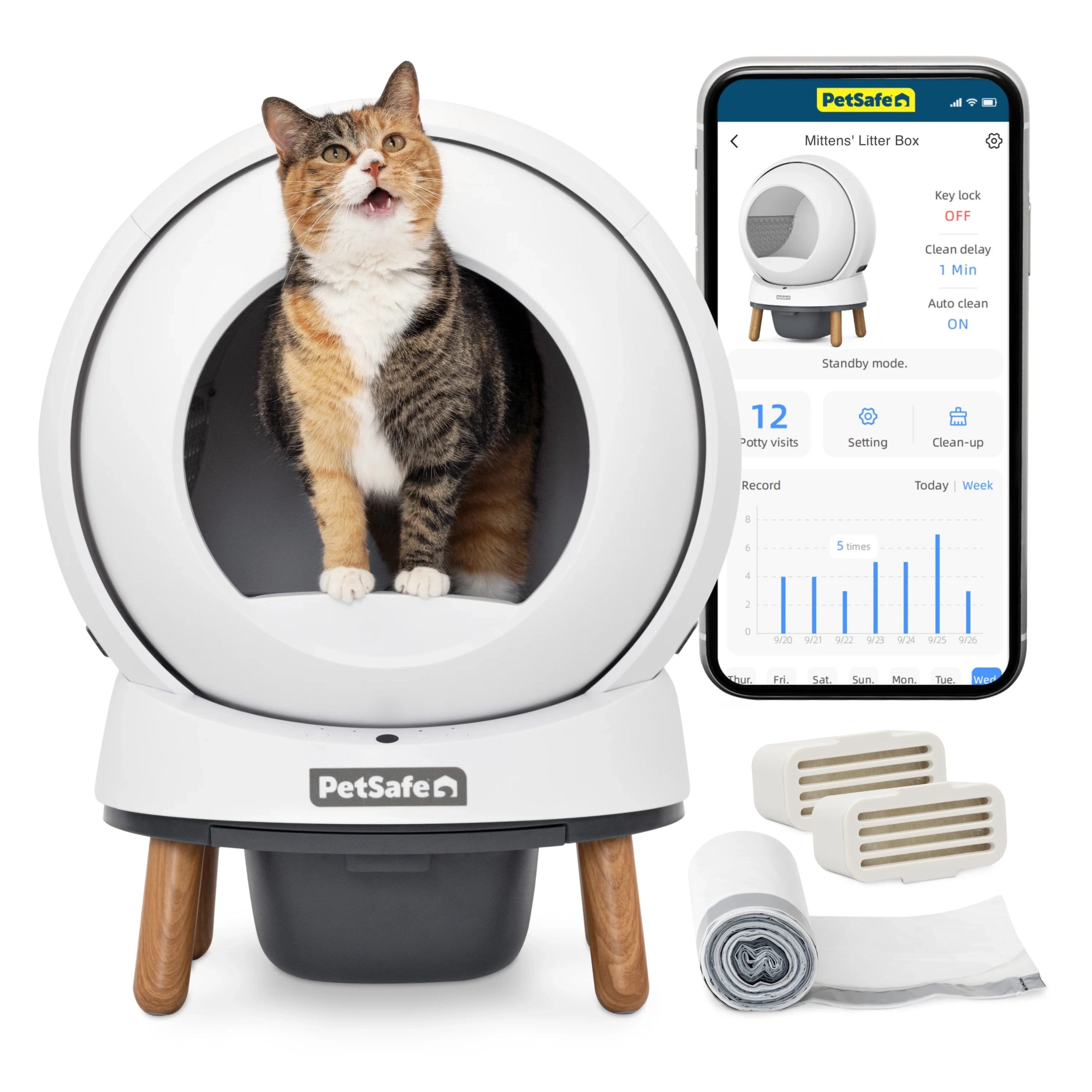 PetSafe ScoopFree SmartSpin Self-Cleaning Litter Box – Automatic Cat Litter System with App Tracking