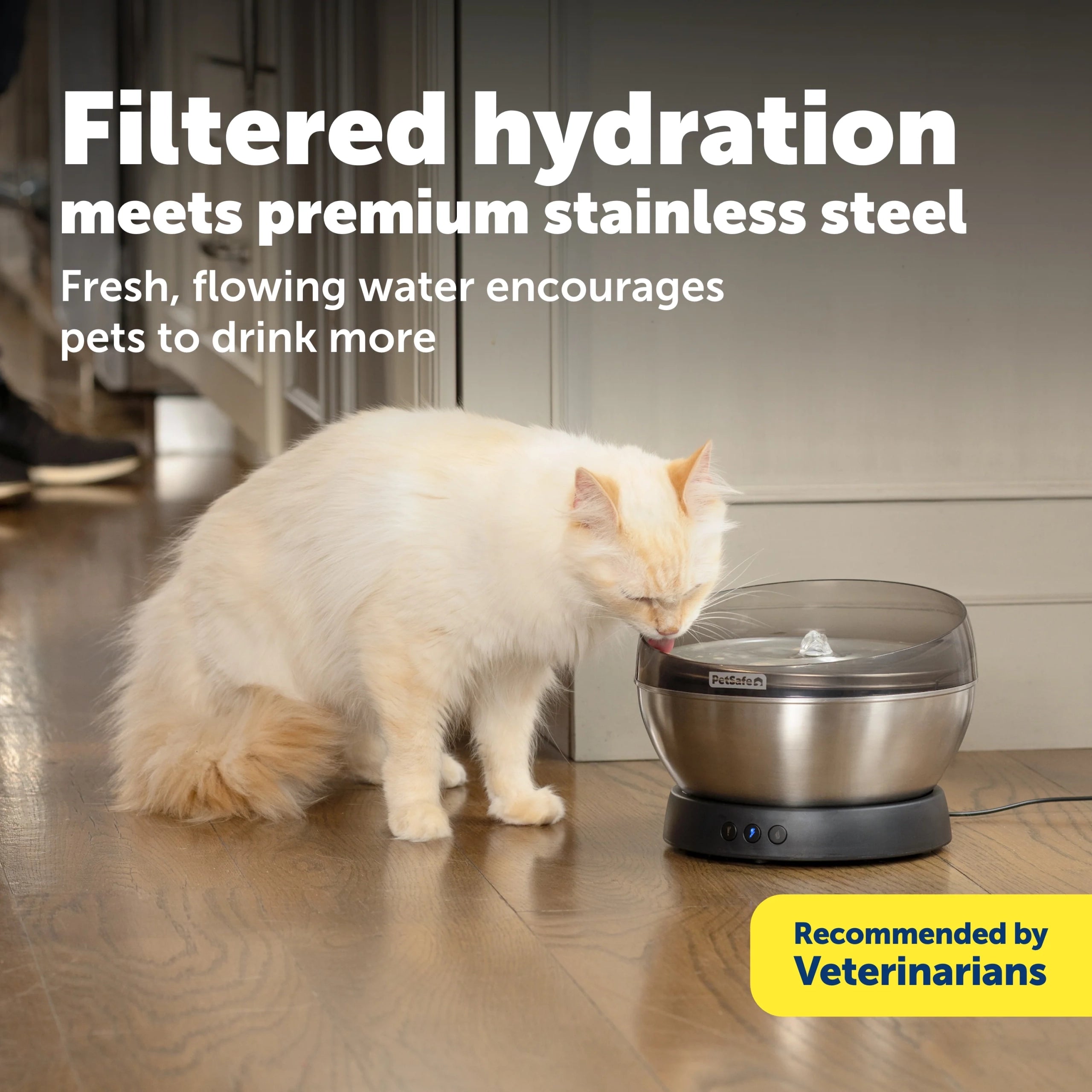 PetSafe – HydroSphere 1.7L Stainless Steel Fountain