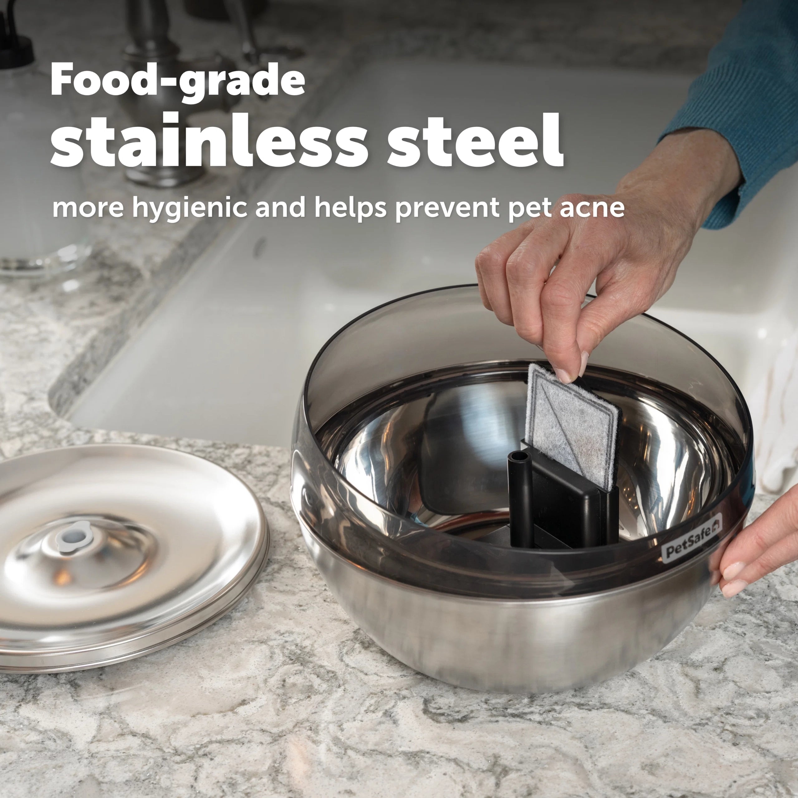 PetSafe – HydroSphere 1.7L Stainless Steel Fountain