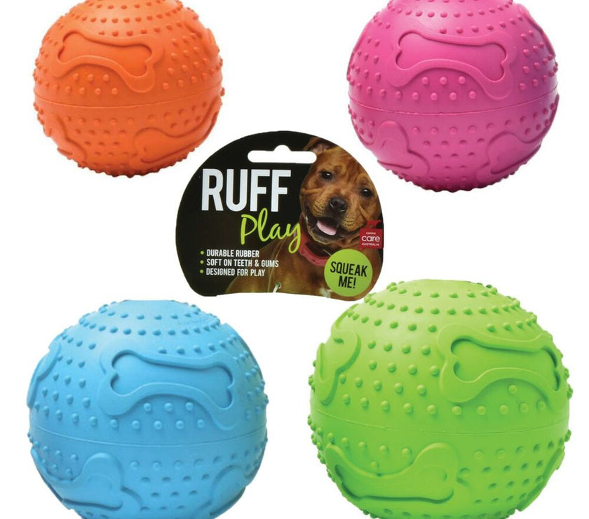 Dogs Tough Rubber Squeaker Ball Toy