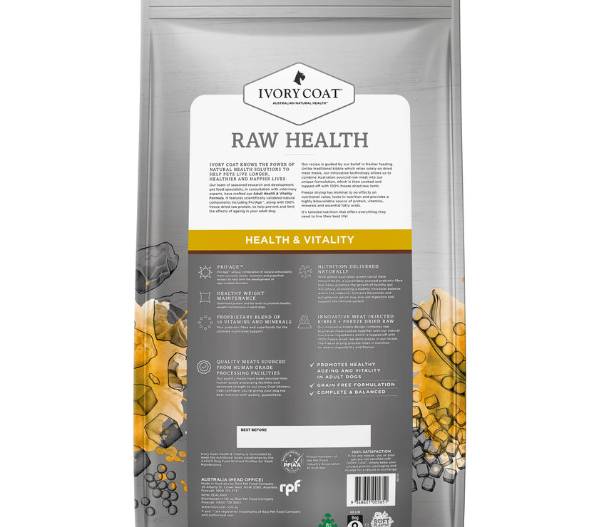 Ivory Coat – Adult Dog – Raw Health – Health & Vitality