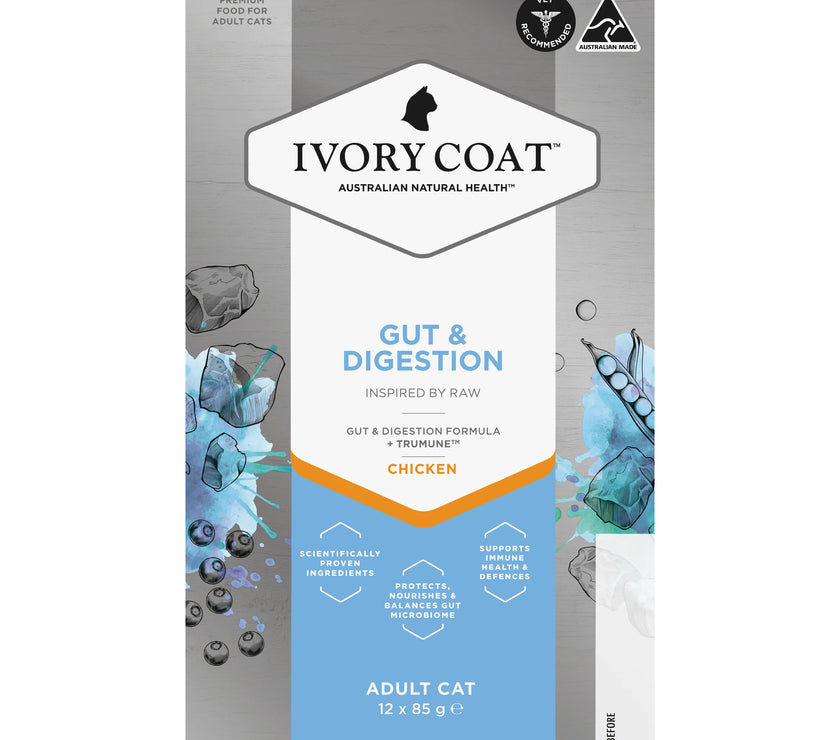 Ivory Coat – Adult Cat – Wet Food Trays – Inspired By Raw – Gut & Digestion