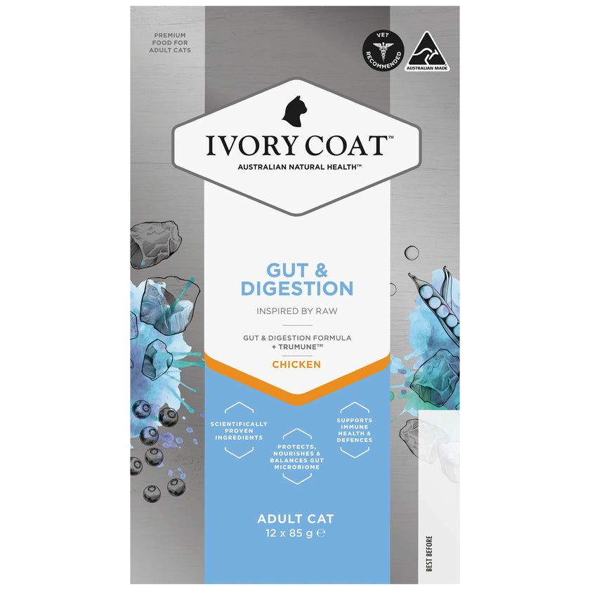 Ivory Coat – Adult Cat – Wet Food Trays – Inspired By Raw – Gut & Digestion