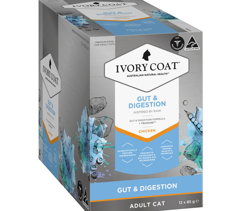 Ivory Coat – Adult Cat – Wet Food Trays – Inspired By Raw – Gut & Digestion