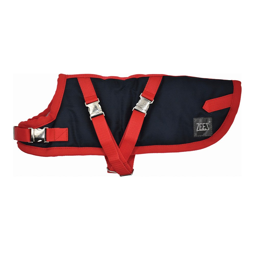 Supreme Waterproof Dachshund Dog Coat – Navy Stone/Red