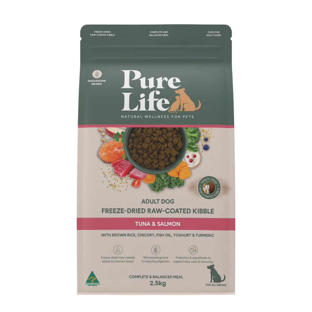 Pure Life – Adult Dog – Freeze-Dried Raw Coated Kibble – Tuna & Salmon