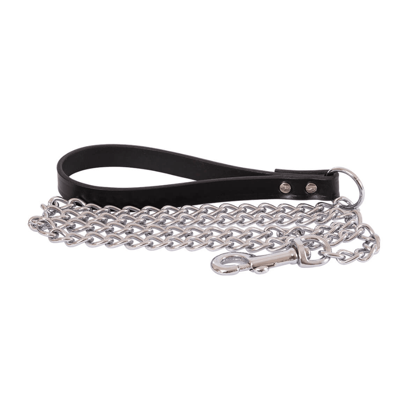 Beau Pets – Chain Lead with Leather Handle – Black - The Pet Standard