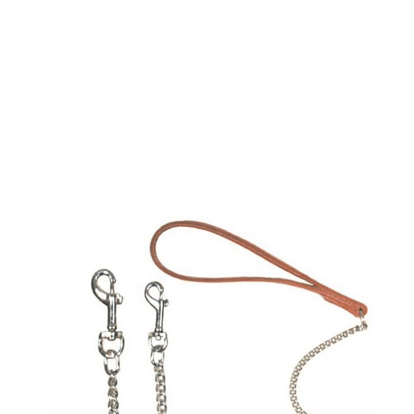 Beau Pets – Chain Lead with Leather Handle – Cognac - The Pet Standard