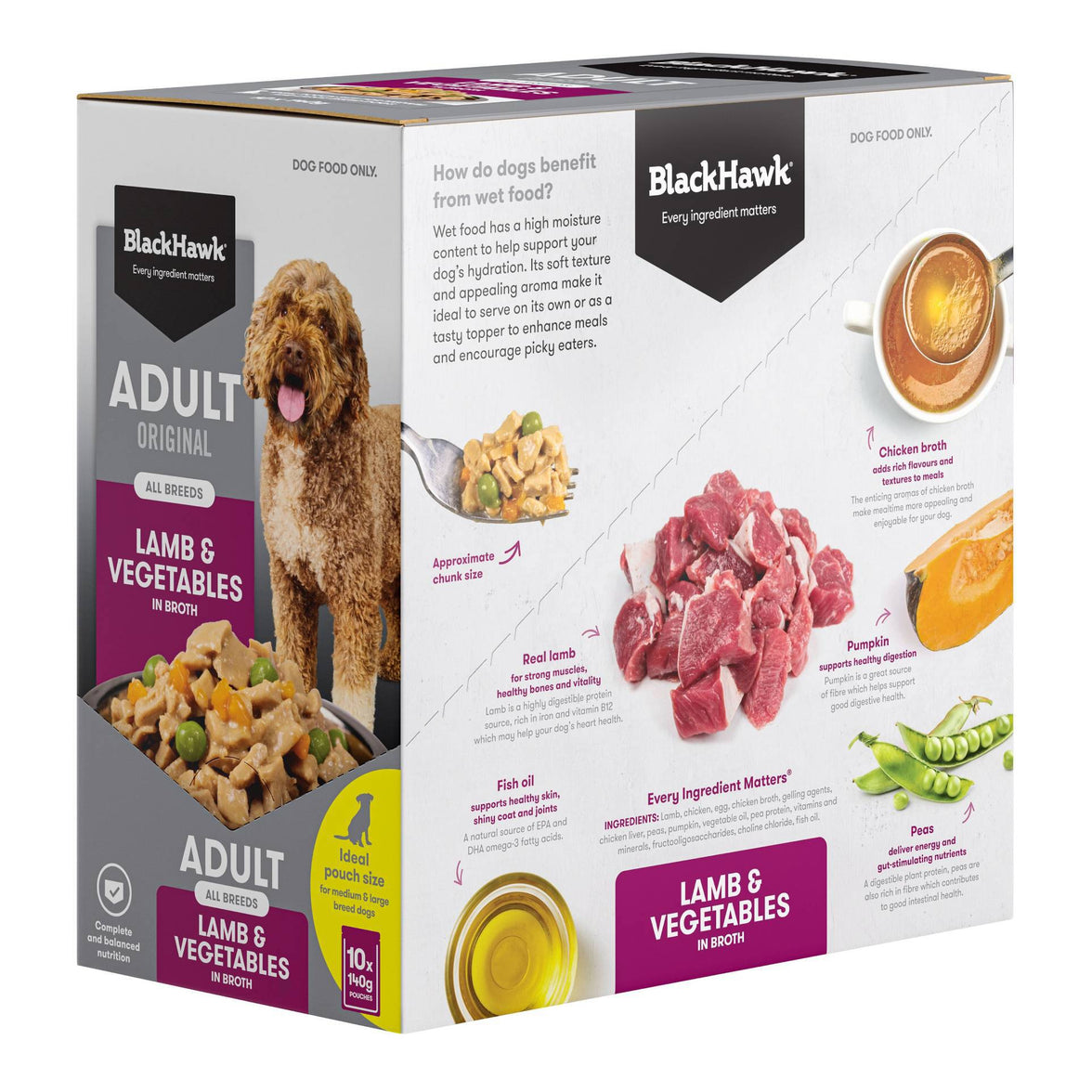 Black Hawk – Wet Food Pouches – Adult Dog – Lamb & Vegetables