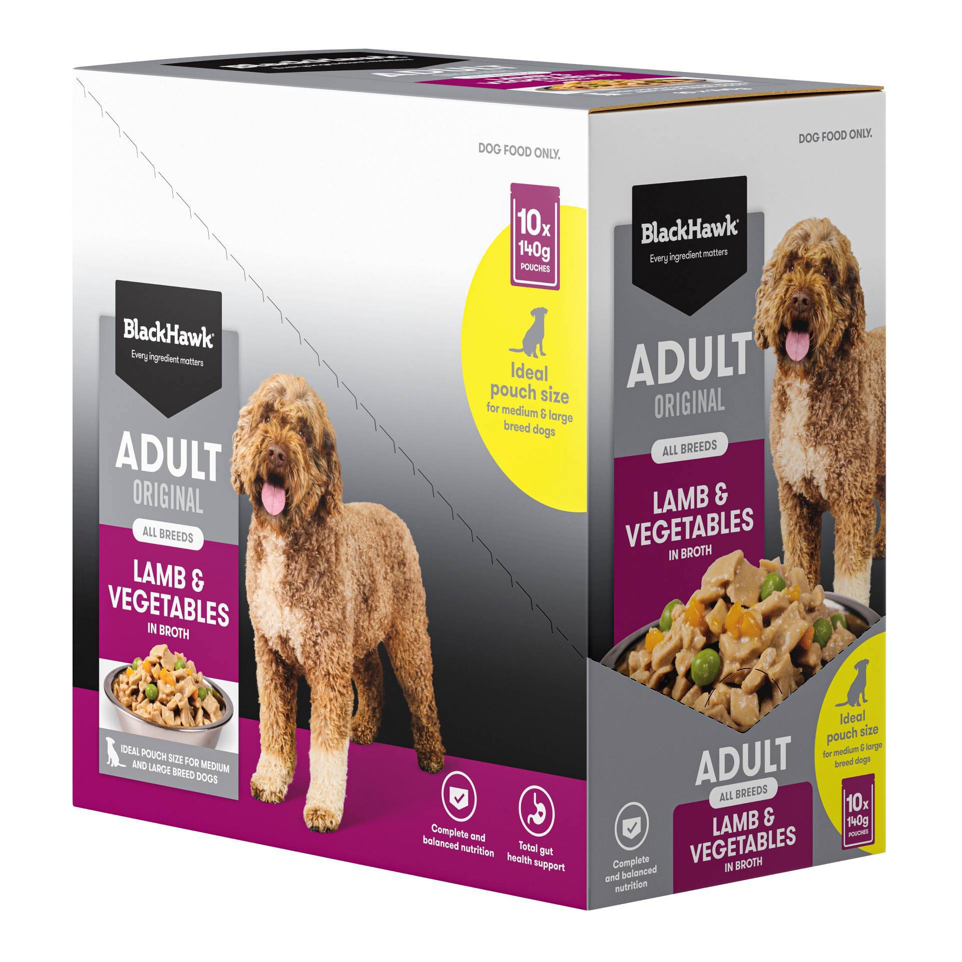 Black Hawk – Wet Food Pouches – Adult Dog – Lamb & Vegetables