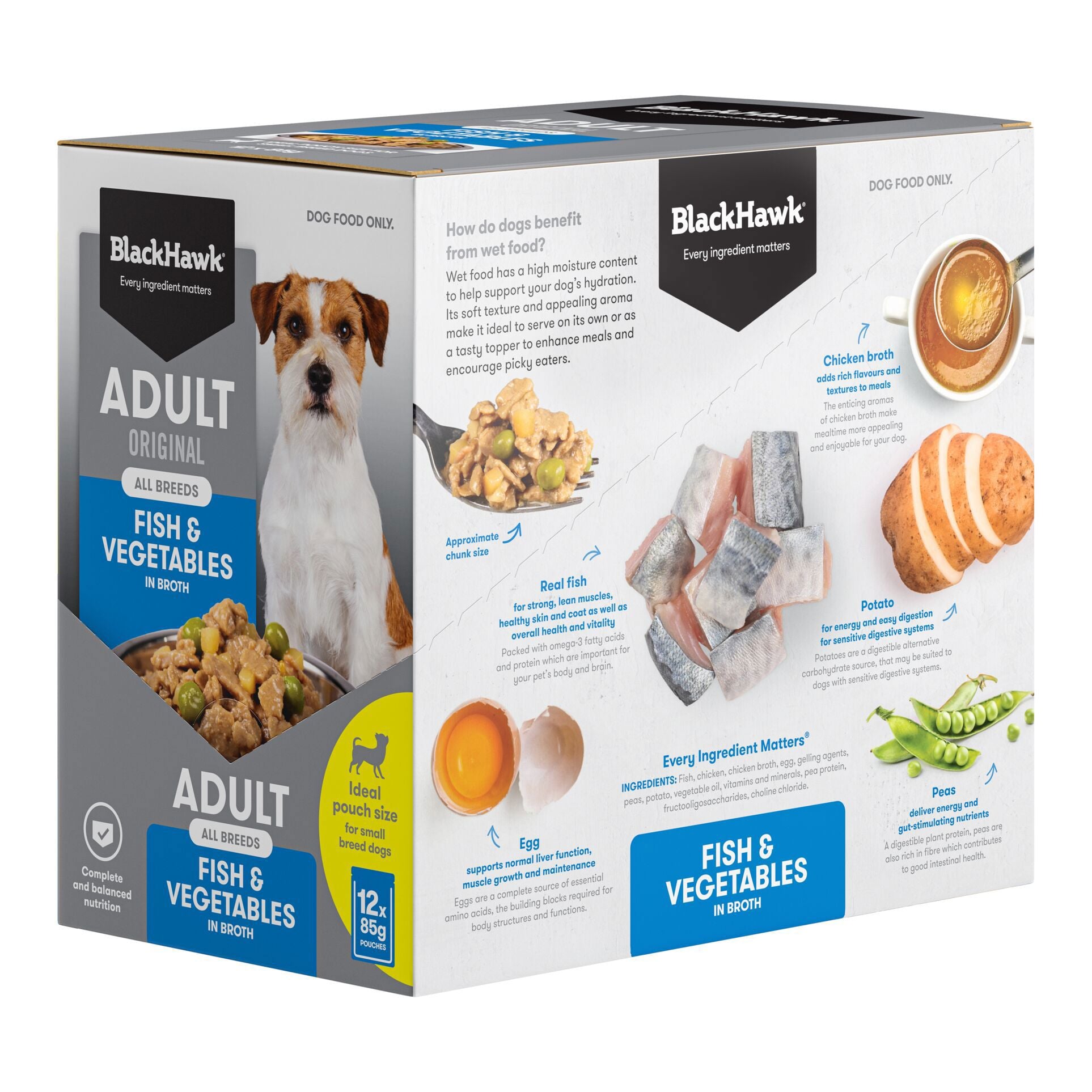 Black Hawk – Wet Food Pouches – Adult Dog – Fish & Vegetables