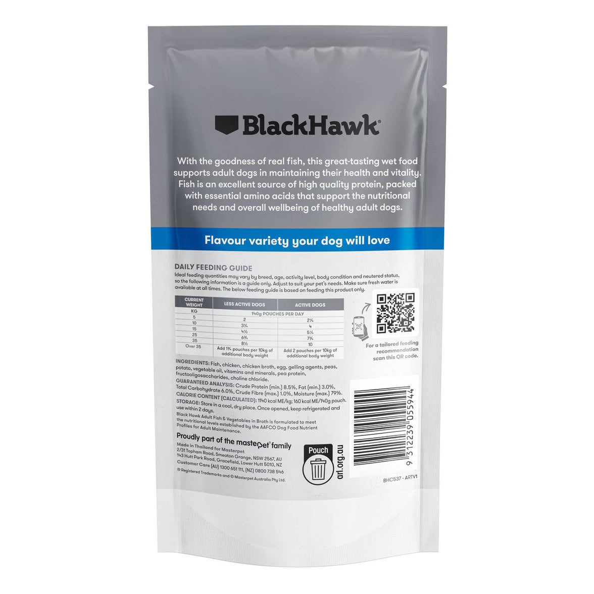 Black Hawk – Wet Food Pouches – Adult Dog – Fish & Vegetables