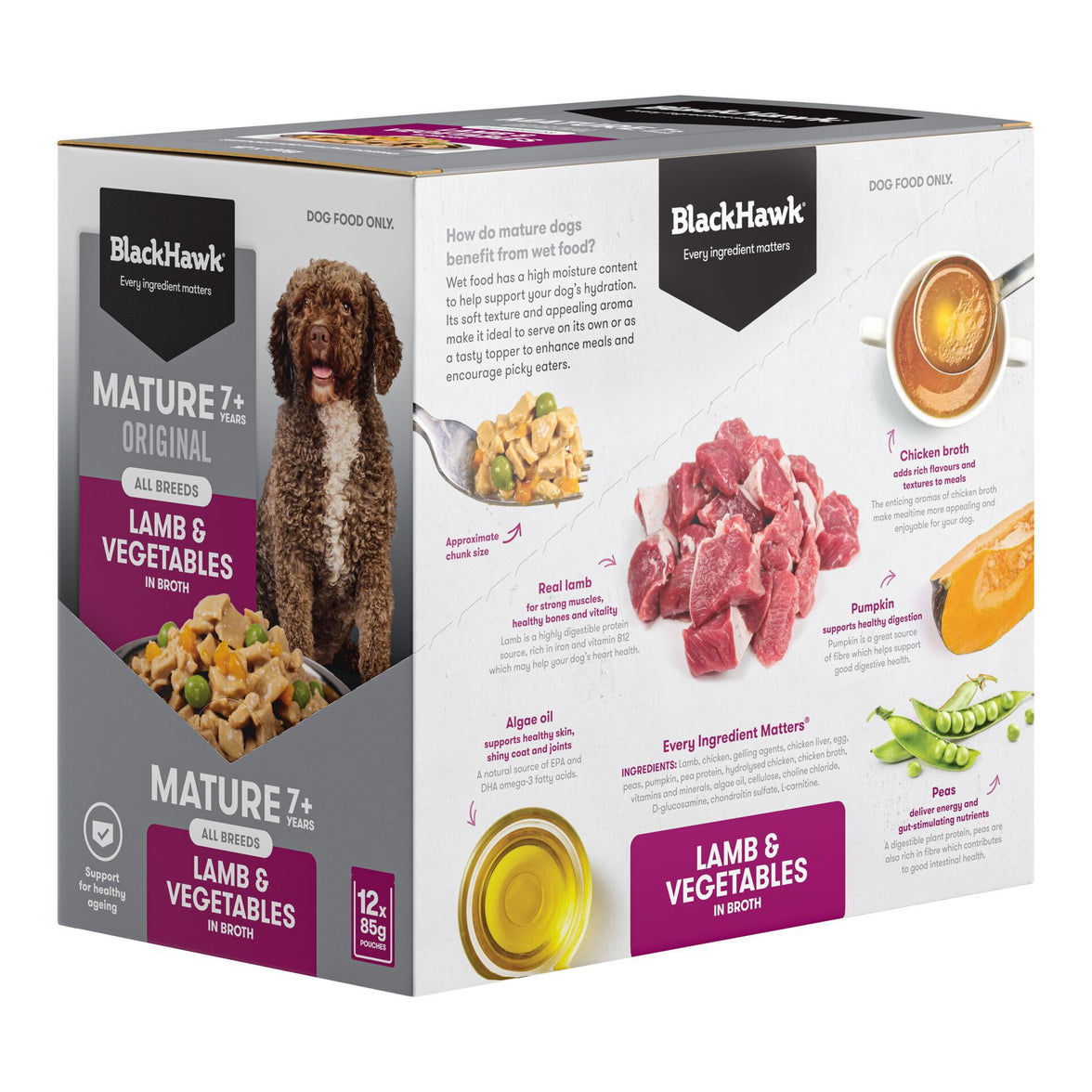 Black Hawk – Wet Food Pouches – Mature Dog – Lamb & Vegetables