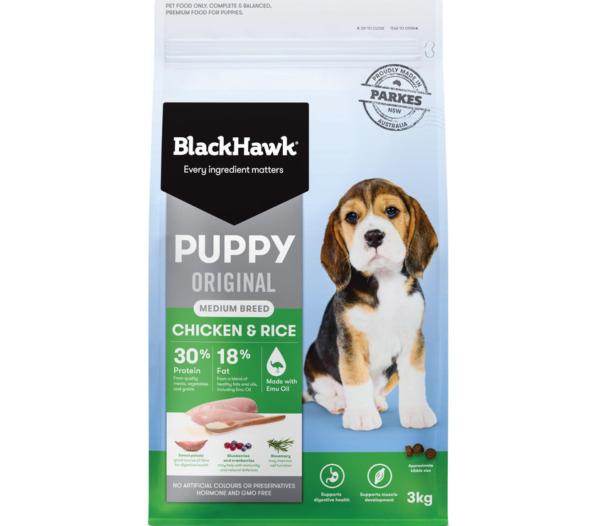 Black Hawk – Puppy – Medium Breed – Chicken & Rice - The Pet Standard