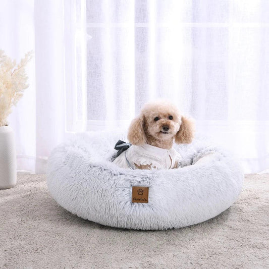 Charlie’s – Snookie Hooded Pet Bed – Faux Fur – Arctic White - The Pet Standard