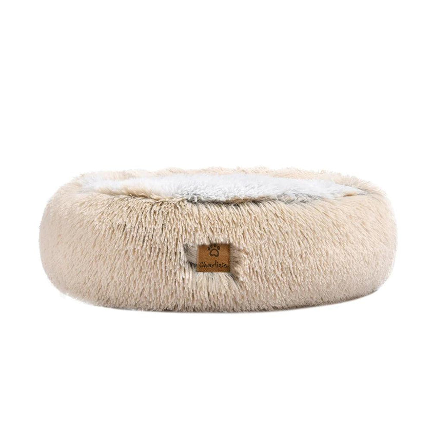 Charlie’s – Snookie Hooded Pet Bed – Faux Fur – Cream - The Pet Standard