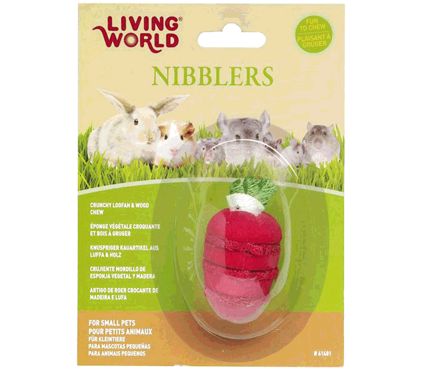 Living World – Nibbler – Small Animal – Loofah & Wood Chew – Strawberry - The Pet Standard