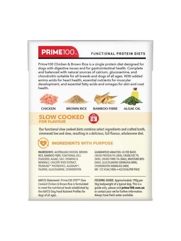 Prime100 – SPD Slow Cooked Chicken & Brown Rice - The Pet Standard