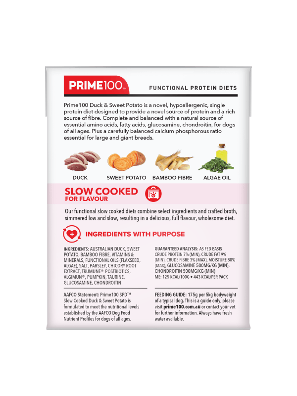 Prime100 – SPD Slow Cooked Duck & Sweet Potato - The Pet Standard