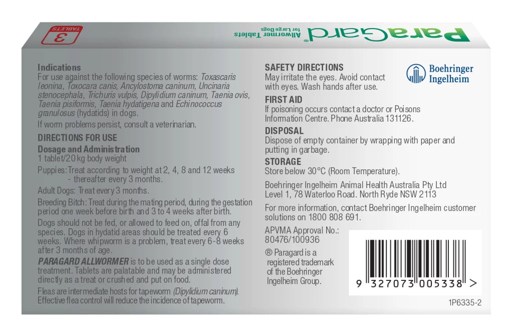 ParaGard – Allwormer Tablets Bulk Pack