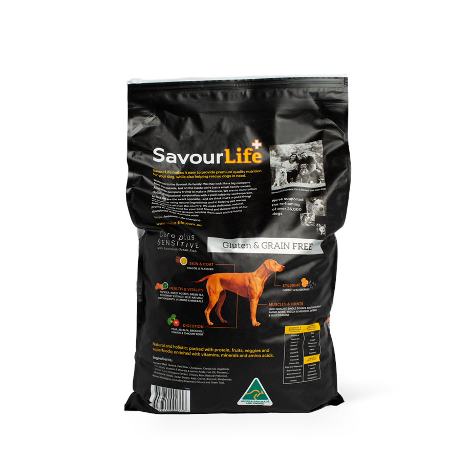 SavourLife – Adult Dog Food – Care plus – GRAIN FREE – Sensitive with Australian Ocean Fish